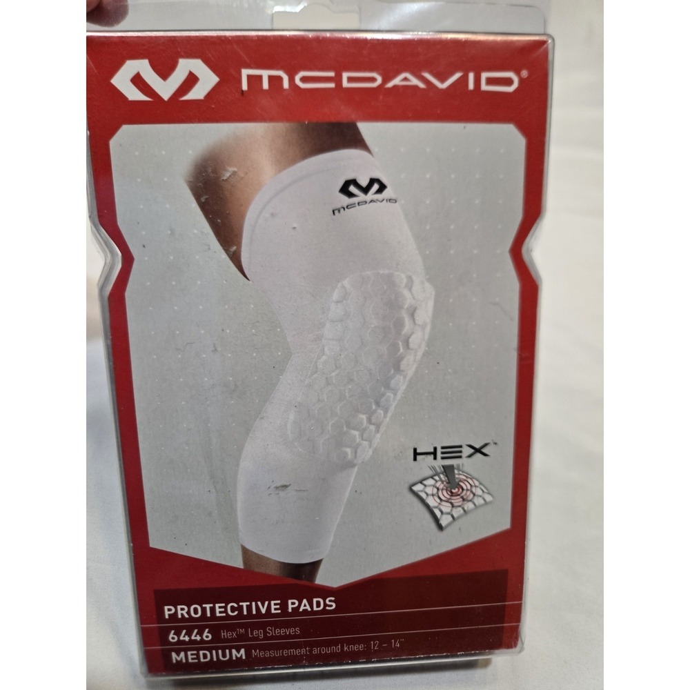 MCDAVID HEX EXTENDED LEG SLEEVES PAIR KNEE PADS SIZE Medium 12-14" White Sports